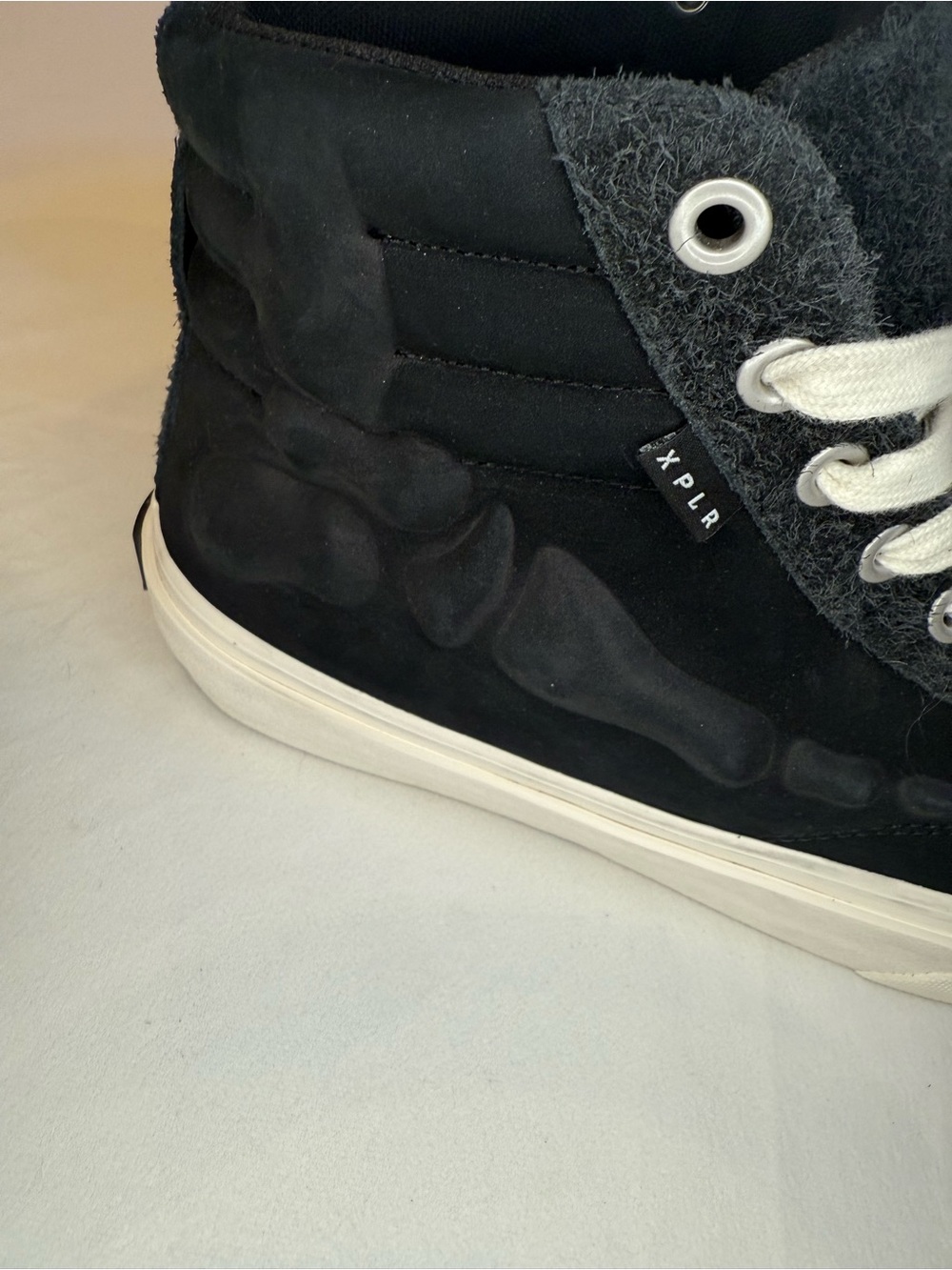 Straye x XPLR Venice Stomper Bones Skeleton Foot High Top Sneaker Black Suede 12 - Picture 7 of 15